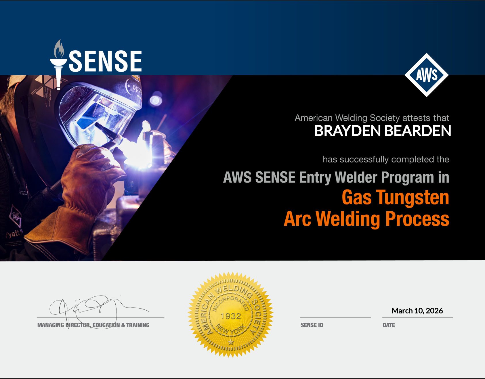 AWS Certified – Gas Tungsten Arc Welding (TIG)